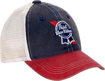 Pabst Blue Ribbon Logo 3 Tone Adjustable Trucker Hat Multicolor