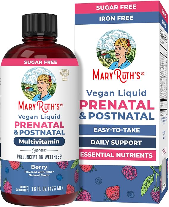 MARYRUTH'S Postnatal & Prenatal Liquid Multivitamin for Women, 16 oz, Vegan | Selenium, Folate, Healthy Fetal Development, Vegan, Non-GMO