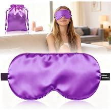 Sleep Eye Mask for Women Men, 100% Real Mulberry Silk Eye Cover, Blackout Blindfold with Adjustable Strap, Side Sleeper Night Sleeping Mask, Soft Sleep Mask Eyeshade for Travel Gifts (Purple)