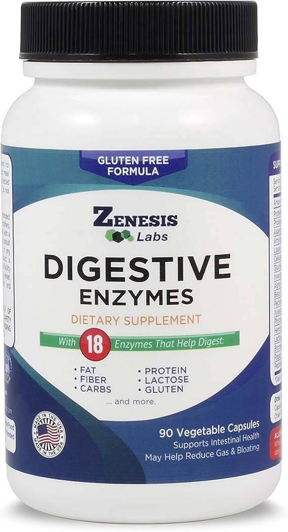 Digestive Enzymes - with Amylase, Bromelain, Protease, Lipase, 14 Other Enzymes - 90 Capsules
