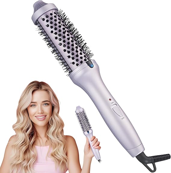38mm Thermal Brush, Negative Ion Hot Hair Brush, Heated Round Comb with 200C, Volumizing Hot Brush Ceramic Tourmaline Curling Brush Styling Tool, Double Voltage