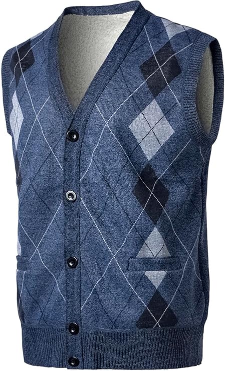 Mens Thick Argyle Sweater Vests Warm Sleeveless Jacket Classic Pullover Winter Tank Tops