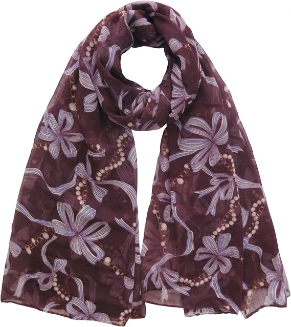Lina & Lily Ribbon Print Women's Scarf Lightweight