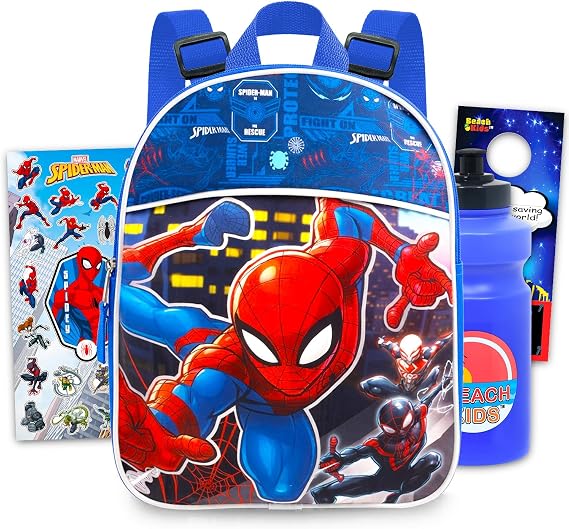 Spiderman Mini Backpack for Boys Bundle - 11" w Adjustable Straps
