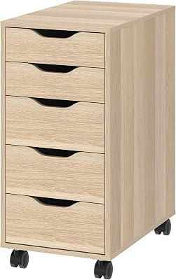 ALEX drawer unit on castors, 36x76 cm, white stained oak effectblack