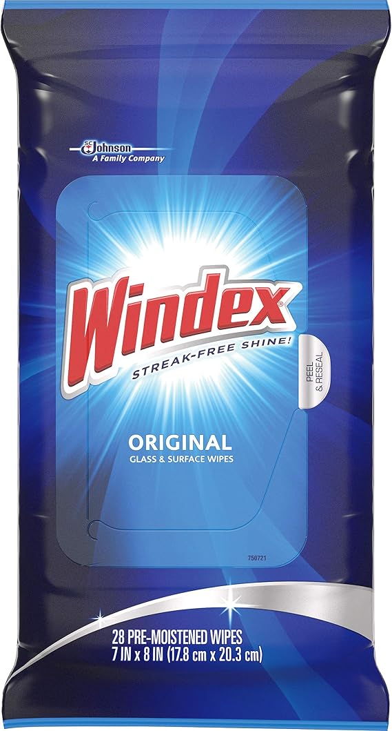Windex Original Glass and Surface Wipes, 28 Count