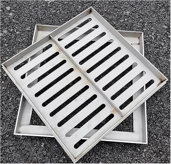 Outdoor Square Catch Basin Drain Grate, 24 20 16 14 12 10 8 Inch Drainage Trench Cover - 304 Stainless Steel, Well Covers For Yard Decorative, Driveway Floor Drain System(15x15x2cm/5.9x5.9x0.8in)