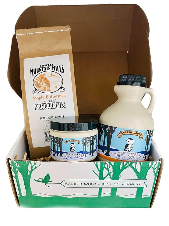 Vermont Gift Box with Maple Syrup, Pancake Mix, and Handcrafted Maple Cream