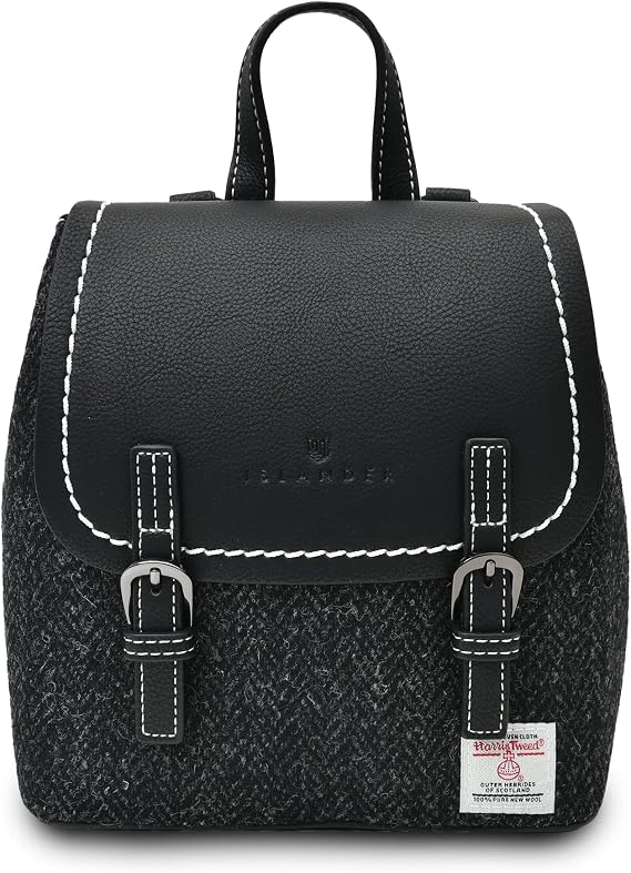 Harris tweed The Mini Jura Backpack, Black Herringbone, Mini