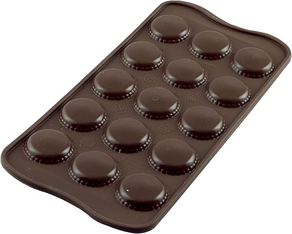 silikomart SCG21 Silicone Mould for Chocolate Macaron Chocolates Non-Stick 15 Chocolates Pack of 1 Mould for Sweets Easy Choc Diameter 26 x Height 28 mm Made in Italy