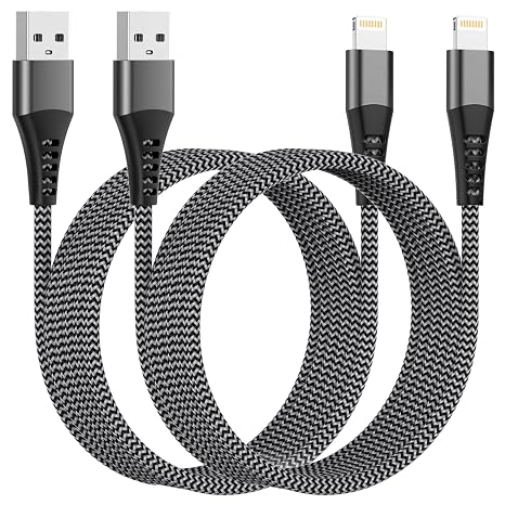 iPhone Charging Cable 3 m 2 Pack [Apple MFi Certified] Long USB Lightning Cable Nylon iPhone Cable USB Charging Cable iPhone Fast Charging Cable for Apple iPhone 14 13 12 11 Pro Max 8 7 6 iPad