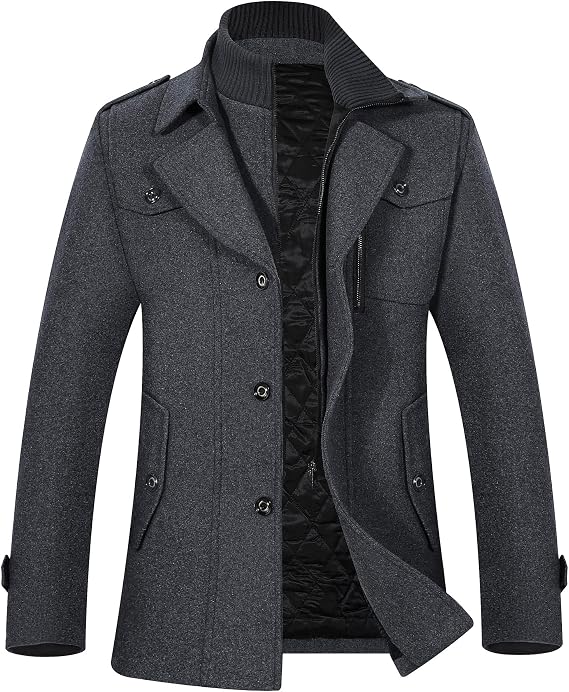 APTRO Men's Pea Coat Wool Jacket Winter Coat