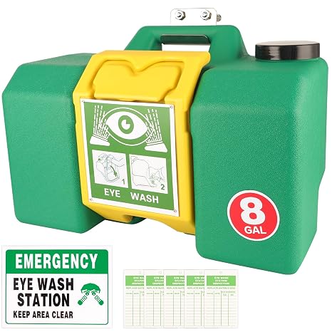 Portable Eye Wash Station OSHA Approved Emergency - Yzzwer 8 Gallon Wall Mount Eyeshadow Irrigation Kit - Ansi Certified
