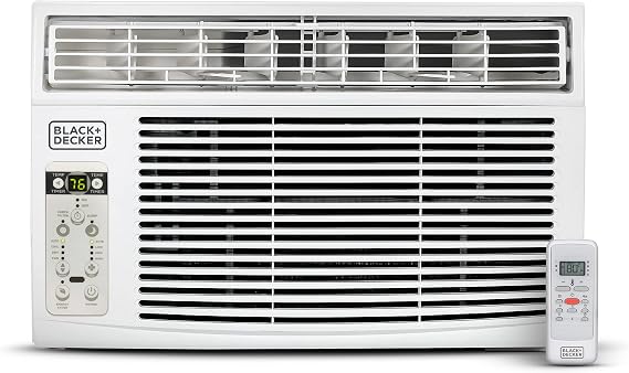 BLACK+DECKER Window Air Conditioner 6000 BTU, BD06WT6, White | AC Window Unit Cools Up to 250 Square Feet, AC Unit with Remote Control, 3 Cooling Speeds and Fan Only Function, 12 CEER