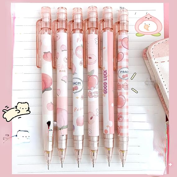 6 Packs Kawaii Aesthetic Mechanical Pencils Cute Pattern Graphic Pencil for Writing, Drawing, Sketching, Architecture (Multicolor,6 Packs)