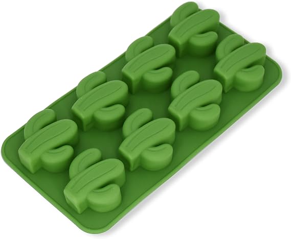 Fewo 8-Cavity Cactus Ice Cube Tray, Food-grade Silicone Mold for Chocolate, Candy, Cookie, Fondant, Jello, Mini Soap, Baking, Bath Bomb, Candle