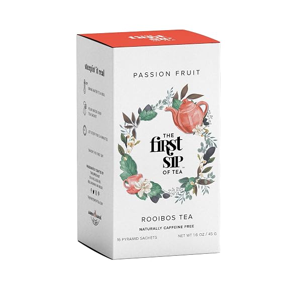 Rooibos Passion Fruit & Mango, Tea Bags, Healthy Juice Alternative, Caffeine-Free, Hot & Iced - 16 Cups. The Spice Hut, First Sip Of Tea