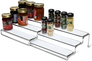 Deco Brothers Spice Rack 3 Tier Expandable Shelf Organizer, Chrome