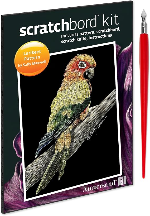 Ampersand Art Supply Scratchbord | Lorikeet | 5 x 7 | Professional Scratchboard Art Panel | for Scratchboard Drawing, Illustration & Mixed Media