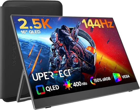 UPERFECT 16 Inch 2K 144Hz QLED Portable Monitor 150% sRGB 2000:1 400 Nits