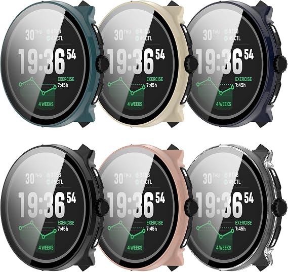 FitTurn Compatible with SUUNTO RACE 2 Screen Protector Case, Replacement Color PC Bumper with Tempered Glass Full Screen Protector Cover Film Accessories for SUUNTO RACE 2 Watch