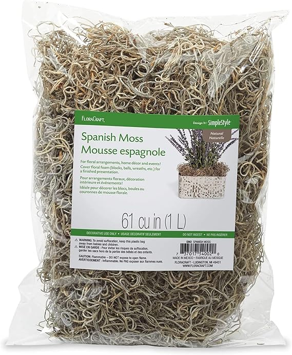 FloraCraft Spanish Moss 2 Ounce (1L) Natural