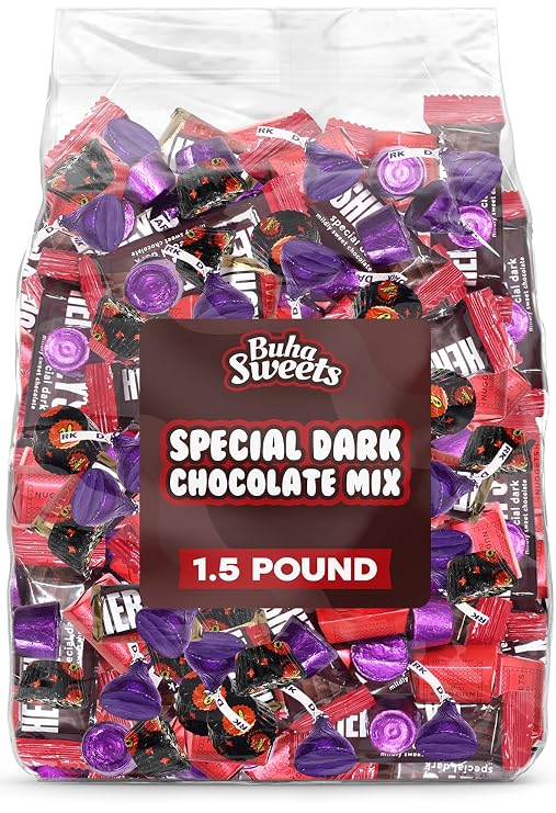 Assorted Dark Chocolate Candy Variety Mix - 1.5 Pound Bulk Assorted Dark Chocolate Candy, Individually Wrapped Chocolate Treats for Parties, Candy Bowls, Gift Baskets & Snacks