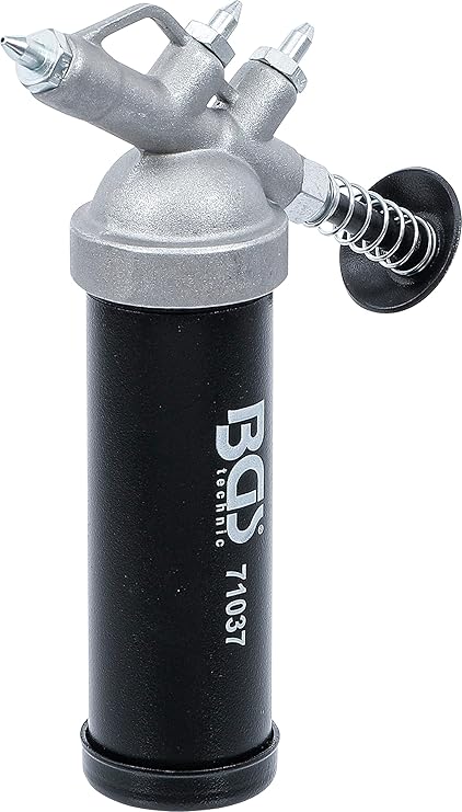 BGS 71037 Mini Grease Gun 85 cm³ 69 Bar 3 Nozzles Push button with return spring aluminium die-cast head powder-coated diameter 36 mm