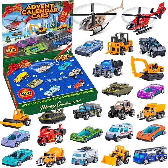 Quanquer Light Metal Cars Advent Calendar 2026 for Children Boys
