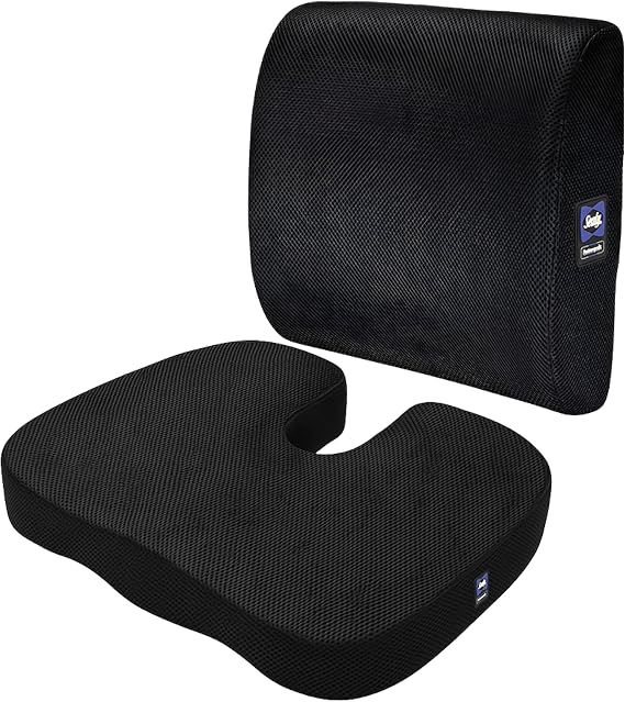 Sealy Memory Foam Car 2-Pack Seat Cushions Ergonomic Cushions for Tailbone Pain Relief, Ideal for Office Chairs, Car Seats and Gaming Chairs, Premium Cushions Offering Superior Comfort and Support