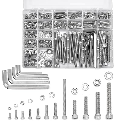 365 Pcs M5M6M8M10 Hex Screw and Bolt Assortment Sets - Silver 304 Stainless Steel Screws Nuts Washers Kit for Furniture Replacement Parts Large Socket Cap