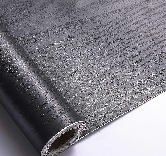 Arthome Peel and Stick Wallpaper - Black Wood Contact - Black Wallpaper - Self-Adhesive & Removable Wall Paper for Countertop Furniture Kitchen, Countertop Contact Paper, Easy to Clean, (17"x120")