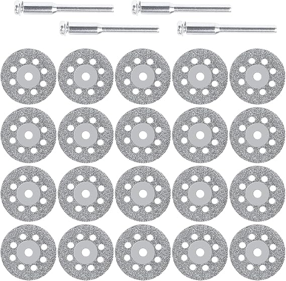 20 adet mini kesme diski, delikli metal elmas kesme diski, elmas mini kesme diski seti, esnek disk daire testere bıçağı, 4 adet, taş, ahşap, fayans, cam, plastik