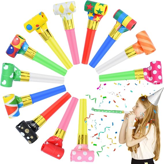 12 Pcs Party Blower Colorful Noisemakers