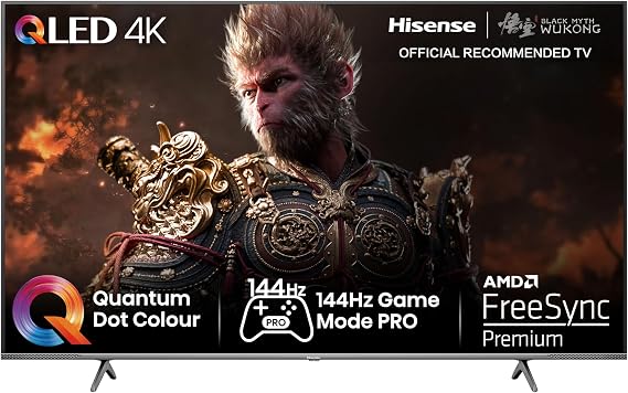 Hisense 65 Inch 144Hz QLED Gaming TV 65E7KQTUK PRO - 144Hz VRR, HDMI 2.1, Freesync Premium, Quantum Dot Colour, VIDAA U7, and Youtube, Freeview Play, Netflix and Disney+ (2023 Model) [Energy Class G]