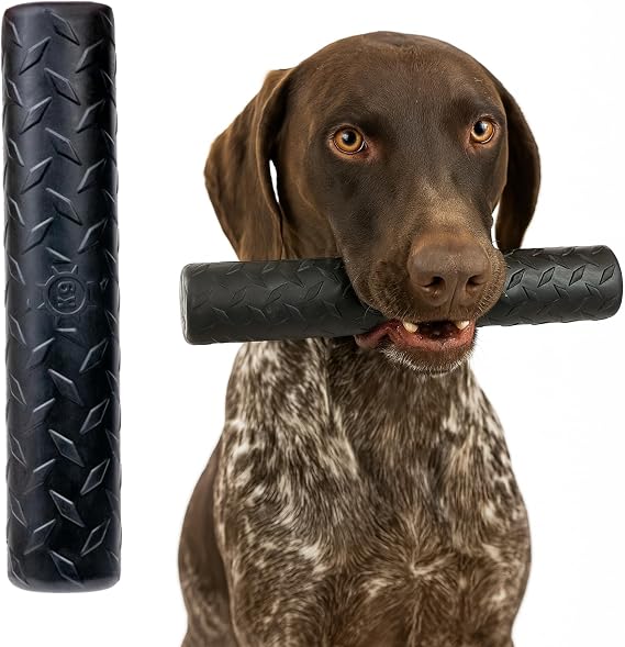 Monster K9 Chew Stick | Virtually Indestructible. Lifetime . | USA Made | VULCRONTM Natural Rubber | Durable, Heavy Duty Tug & Fetch Dog Toy for Aggressive Chewers | Med/Large Breeds, 9x1.75