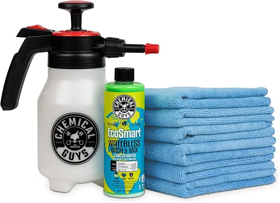 Chemical Guys, Drought Buster Eco Waterless Car Wash & Wax Kit, 8-Piece