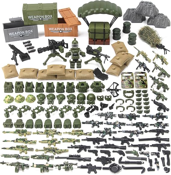 Military Weapons Pack Camo Green Army Accessories for Soldier Figures