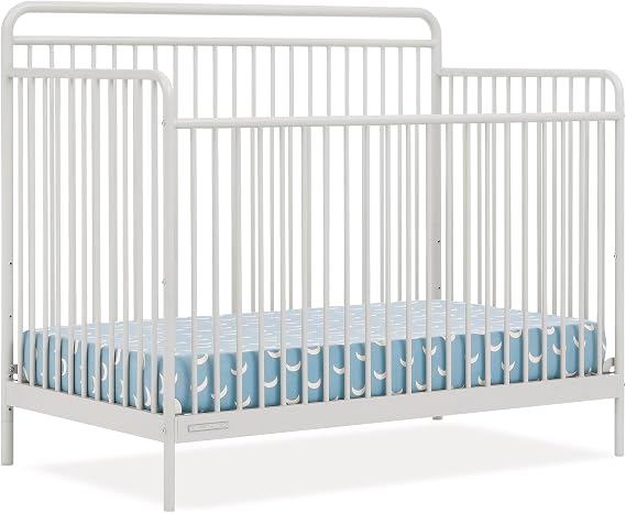 Delta Children Hayden 5-in-1 Convertible Metal Crib, Warm Gray