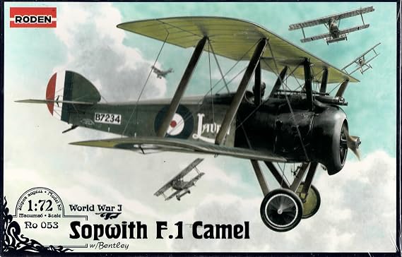 Roden Sopwith F.1 Camel British-Built Biplane Fighter with Bentley Airplane Model Kit
