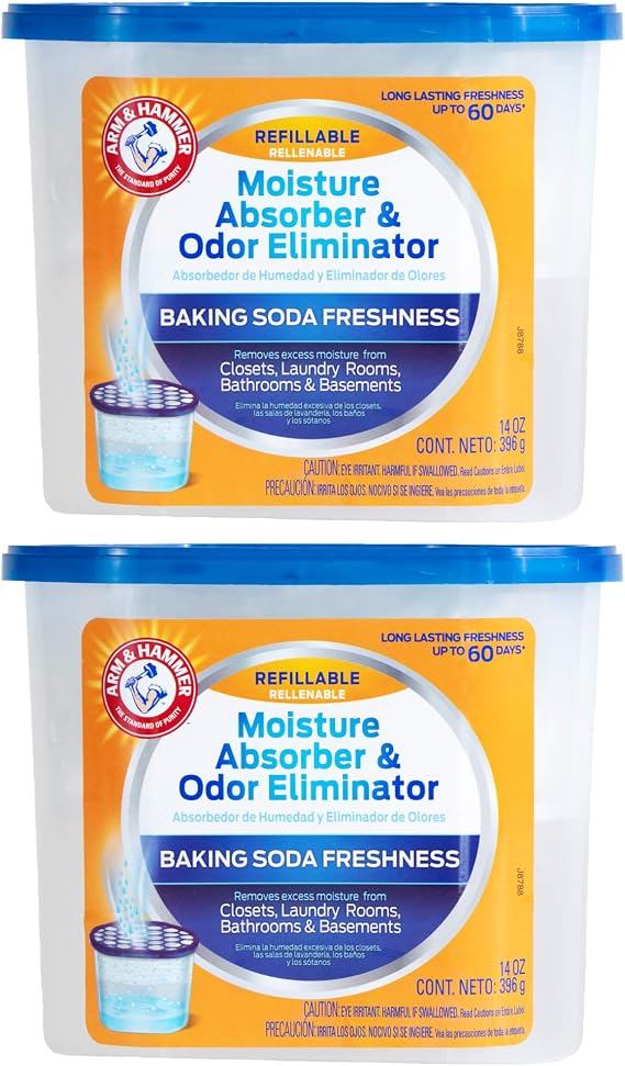 Arm & Hammer AH Refillable Tub 2-14 OZ Amazon Moisture Absorber, 2 Count, White,Blue, 28 Oz