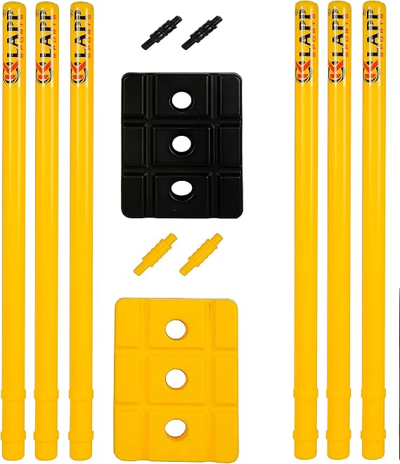 Klapp Six Pcs Plastic Wicket Set with Cover,Black and Yellow