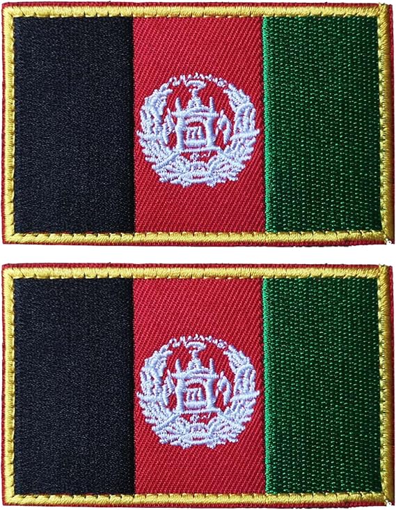 2PCS Afghanistan Flag Patches Embroidered Morale Patch Hook and Loop
