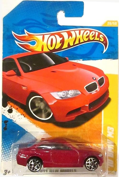 Hot Wheels 2011 New Models '10 BMW M3 Red on 2 Car Bands Included Card #26/244