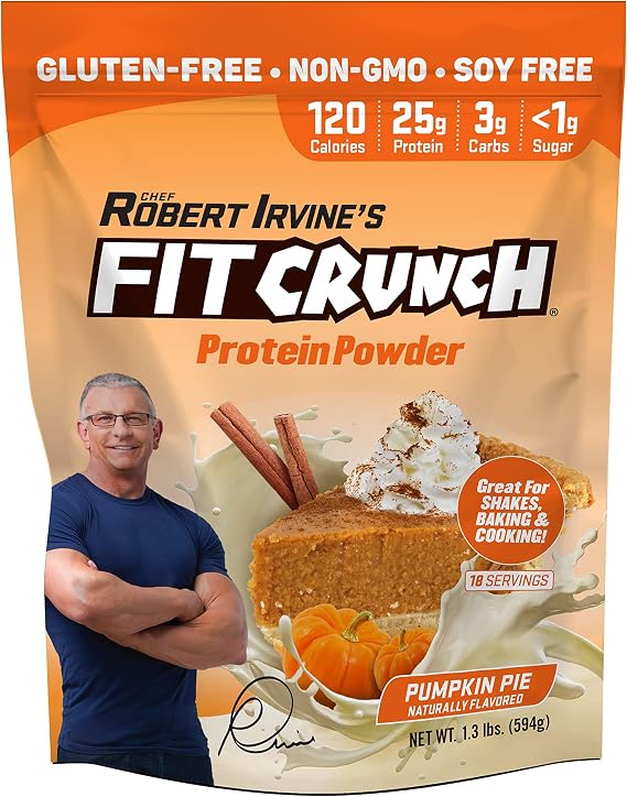 Fit Crunch Tri-Blend Whey Protein, Keto Friendly, Low Calories, High Protein, Gluten Free, Soy Free (18 Servings, Pumpkin Pie)