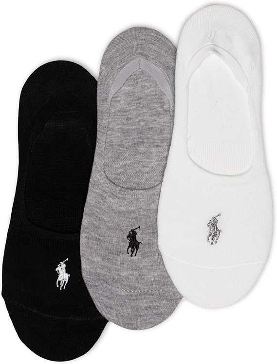 POLO RALPH LAUREN Women's Classic Sport Sneaker Liner Socks - 3 Pair Pack - Non-slip Gripper & Arch Support