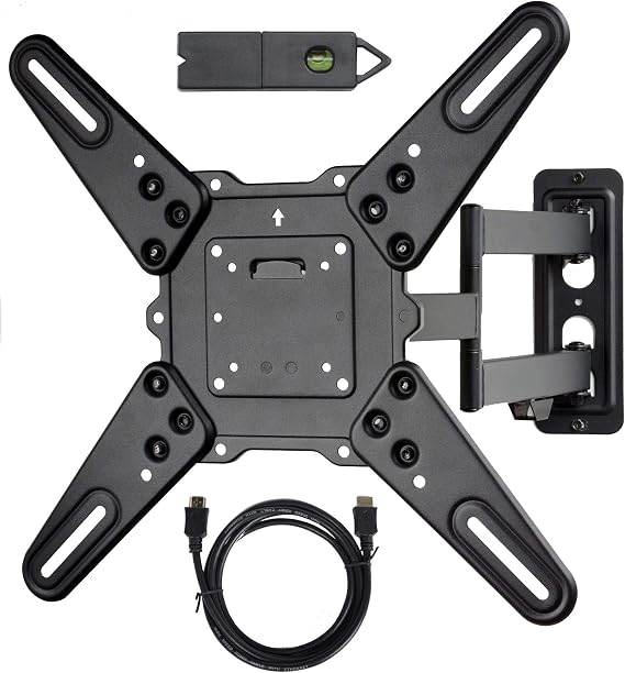 VideoSecu ML531BE2 TV Wall Mount kit with Free Magnetic Stud Finder and HDMI Cable for Most 26-55 TV and New LED UHD TV up to 60 inch 400x400 Full Motion with 20 inch Articulating Arm WT8