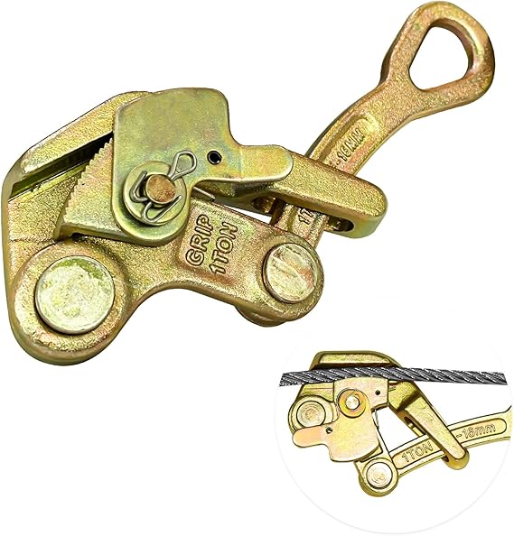 YATOINTO 2200lb Cable Grip Steel Wire Puller 1 Ton, Cable Puller Tool for 2.5-16 mm Wire Rope, Multifunctional Pulling Tightening Tool with Swing Latch (1T)