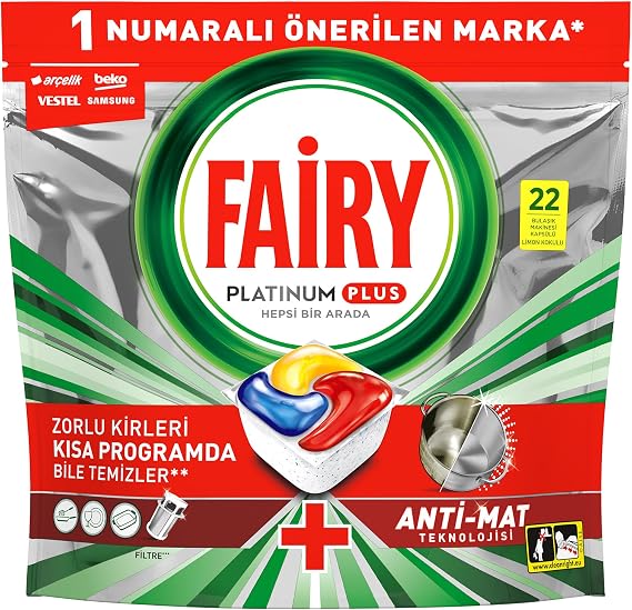 Fairy Platinum Plus Dishwasher Detergent Capsule 22 Wash Lemon Scented
