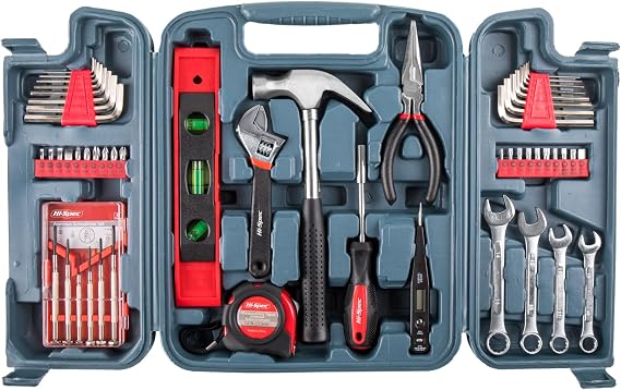 Hi-Spec Mechanics Hand Tool Kit for Car, Garage and Roadside Repairs | 53pc, Handles roadside fixes, secure fastener grip, durable steel tools, portable case, home and garage tasks